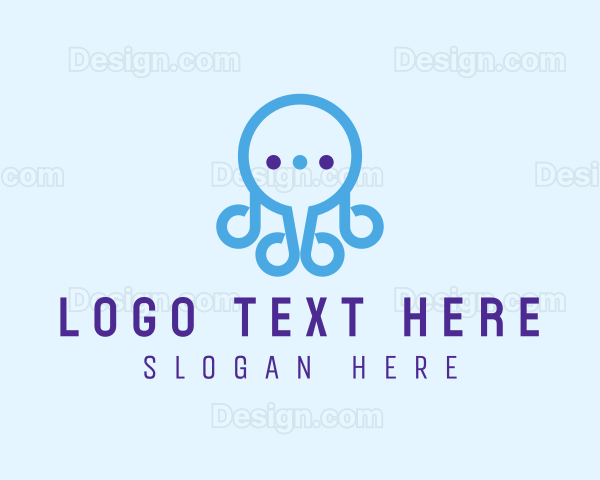 Fun Octopus Chat Bubble Logo