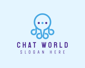 Fun Octopus Chat Bubble logo design