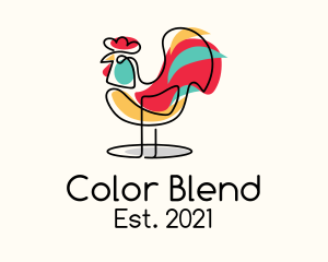 Colorful Rooster Monoline logo design