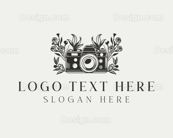 Vintage Floral Camera Logo