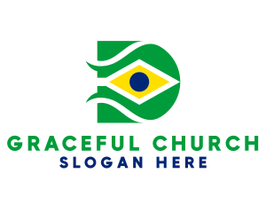 Brazil Flag Letter D  Logo