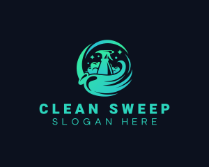 Mop Cleaning Sanitation logo design