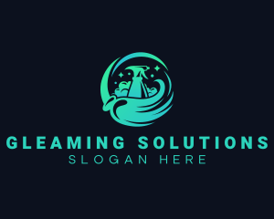 Mop Cleaning Sanitation logo design