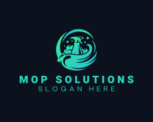 Mop Cleaning Sanitation logo design