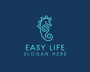 Ocean Seahorse Spiral logo design