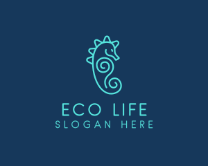 Ocean Seahorse Spiral logo design