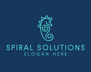 Ocean Seahorse Spiral logo design