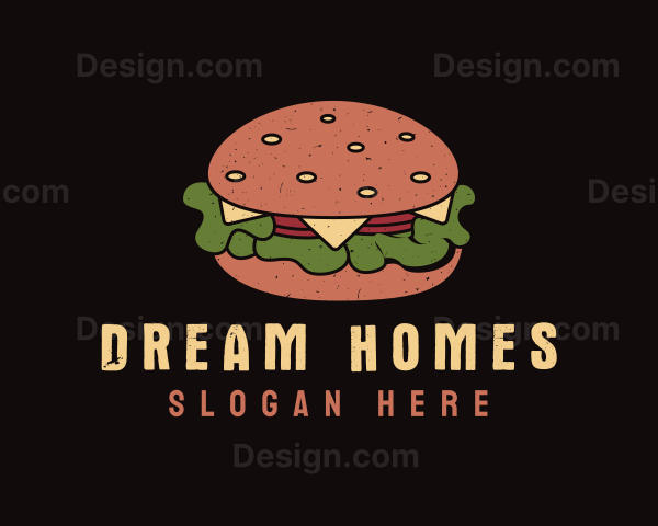 Retro Cheeseburger Snack Logo