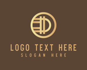 Gold Digital Coin Letter D logo