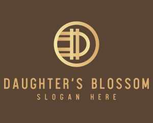 Gold Digital Coin Letter D logo design