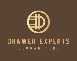 Gold Digital Coin Letter D logo design