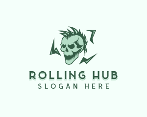 Grunge Skull Rockstar logo design