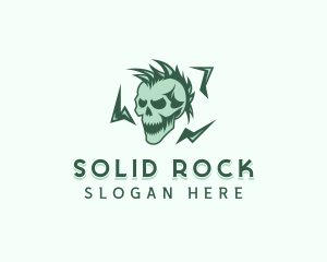 Grunge Skull Rockstar logo design