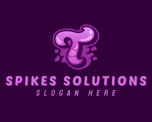 Purple Graffiti Letter T Logo