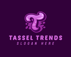 Purple Graffiti Letter T logo design