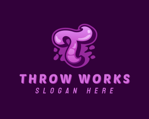 Purple Graffiti Letter T logo design