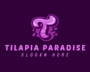 Purple Graffiti Letter T logo design