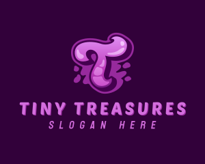 Purple Graffiti Letter T logo design