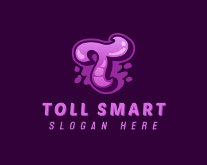 Purple Graffiti Letter T logo design