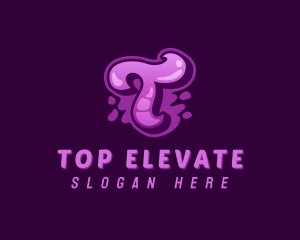 Purple Graffiti Letter T logo design