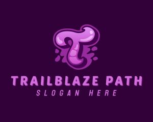 Purple Graffiti Letter T logo design