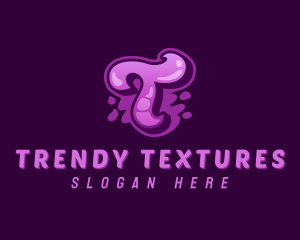 Purple Graffiti Letter T logo design