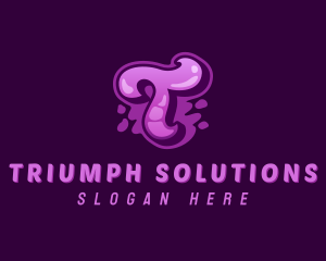 Purple Graffiti Letter T logo design