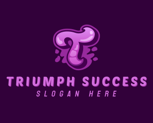 Purple Graffiti Letter T logo design