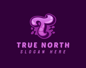 Purple Graffiti Letter T logo design