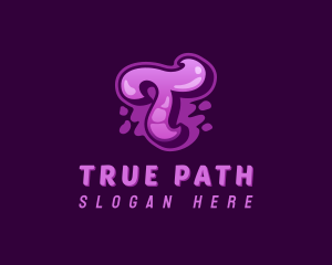 Purple Graffiti Letter T logo design