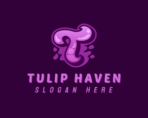 Purple Graffiti Letter T logo design