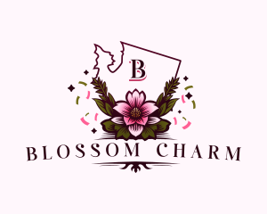 Apple Blossom Flower logo design