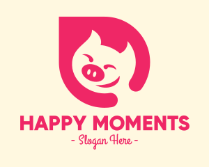 Pink Smiling Pig logo design