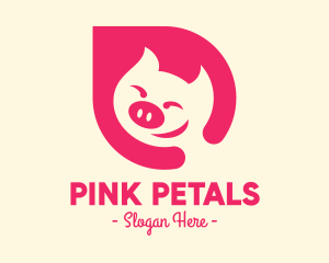 Pink Smiling Pig logo design