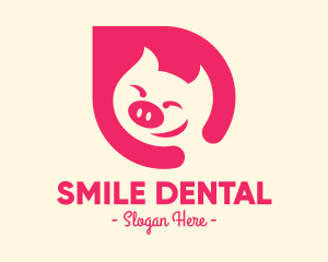 Pink Smiling Pig logo design