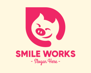 Pink Smiling Pig logo design