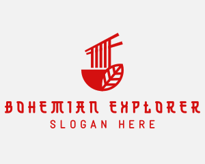 Red Noodle Asian Food Bowl logo design