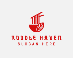 Red Noodle Asian Food Bowl logo design