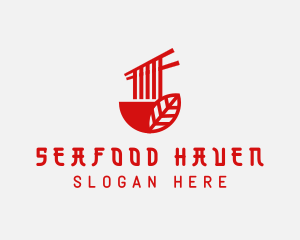 Red Noodle Asian Food Bowl logo design