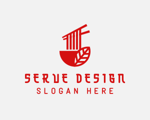 Red Noodle Asian Food Bowl logo design