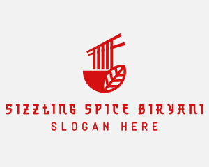 Red Noodle Asian Food Bowl logo design