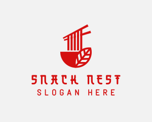 Red Noodle Asian Food Bowl logo design