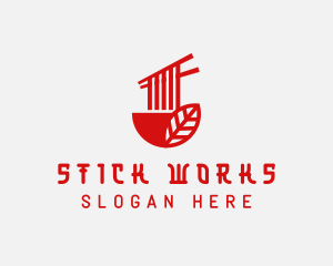 Red Noodle Asian Food Bowl logo design