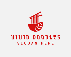 Red Noodle Asian Food Bowl logo design