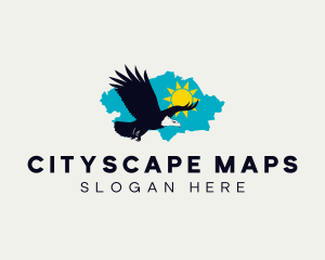 Kazakhstan Map Eagle logo design