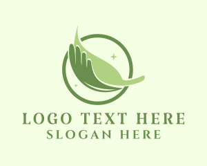 Vegan Leaf Hand  Logo