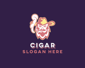 Cowboy Man Smoking logo design