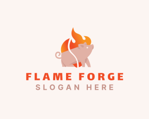 Pig Pork Flame Barbecue logo design