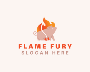 Pig Pork Flame Barbecue logo design