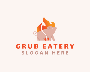 Pig Pork Flame Barbecue logo design